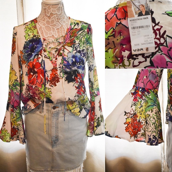 Karen Kane Tops - NEW! $129 Karen Kane Watercolor  Bell Sleeve Top